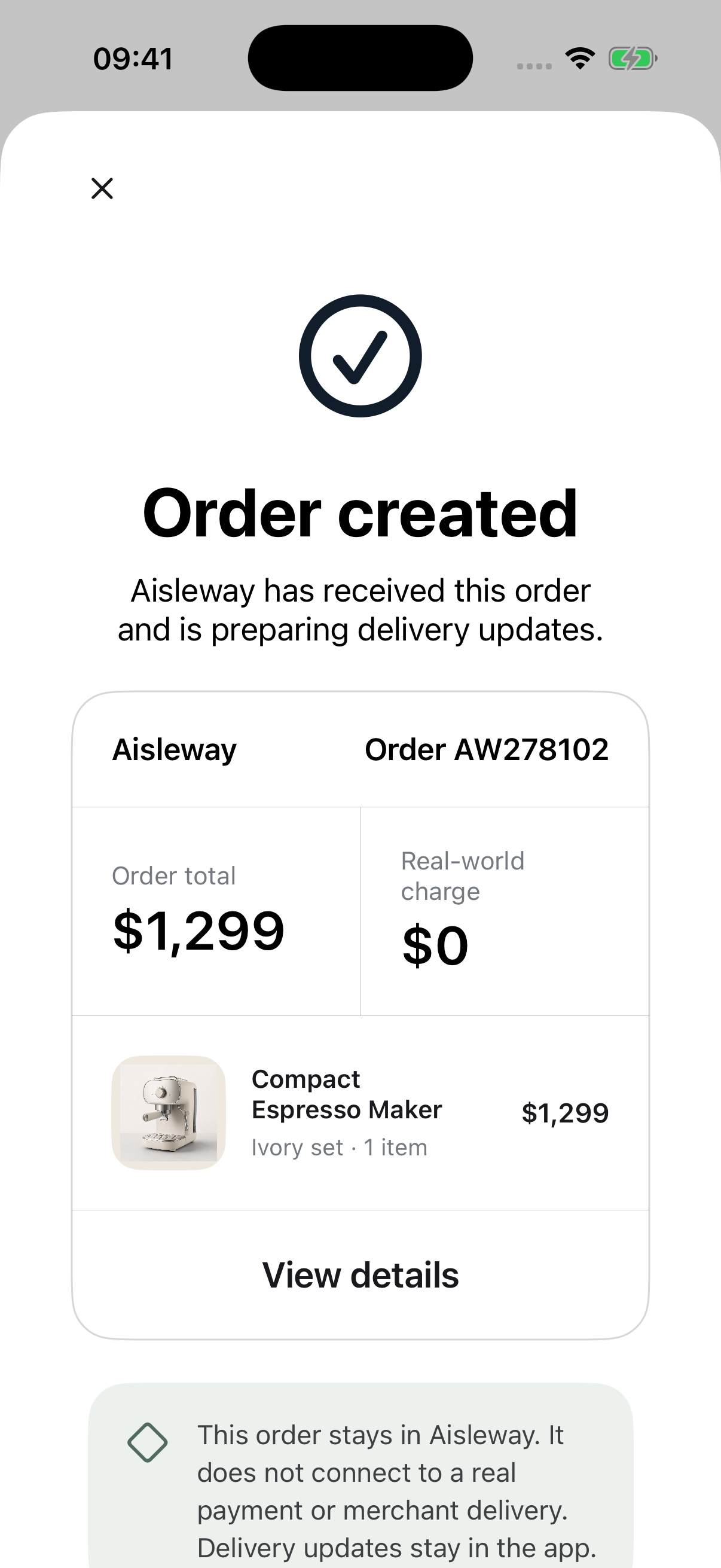 Aisleway 订单创建