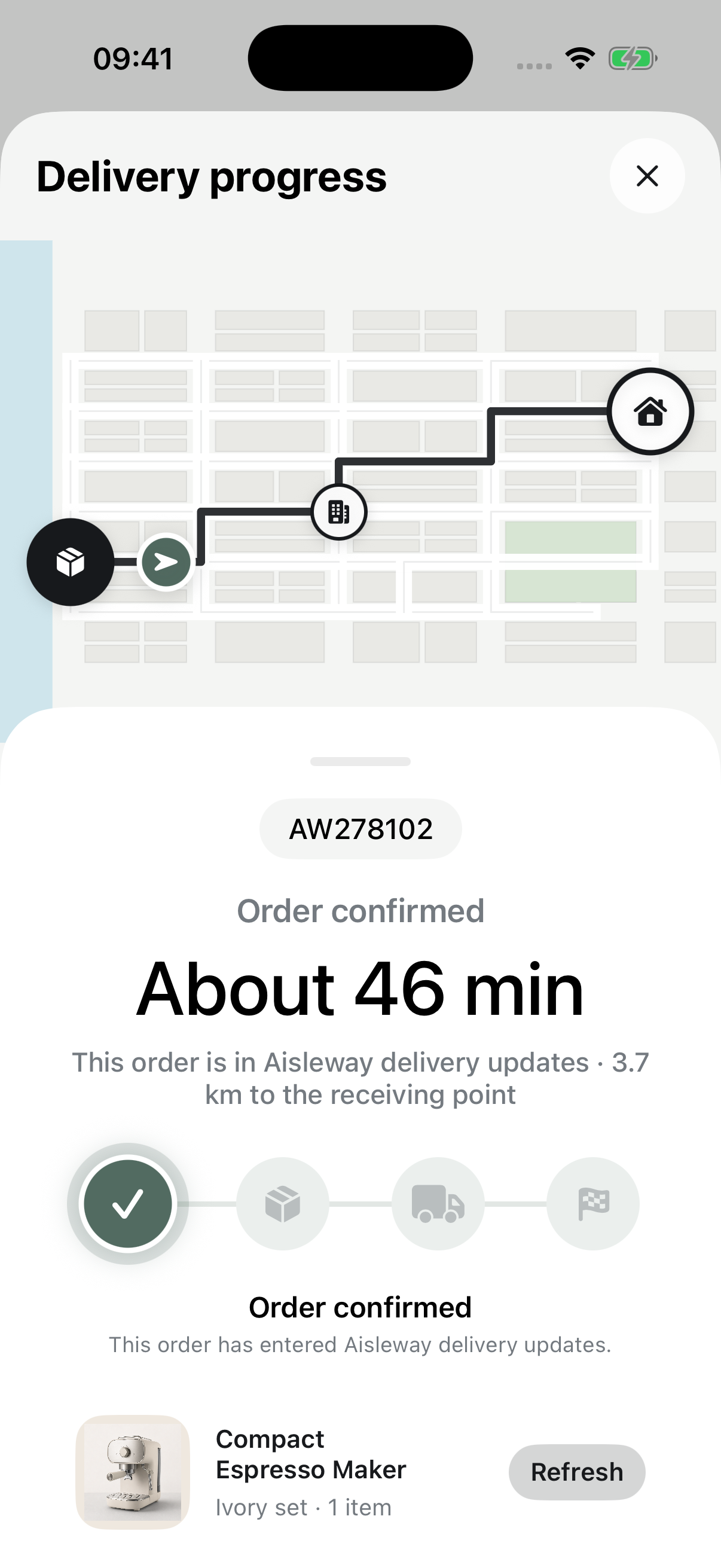 Aisleway 配送进度界面