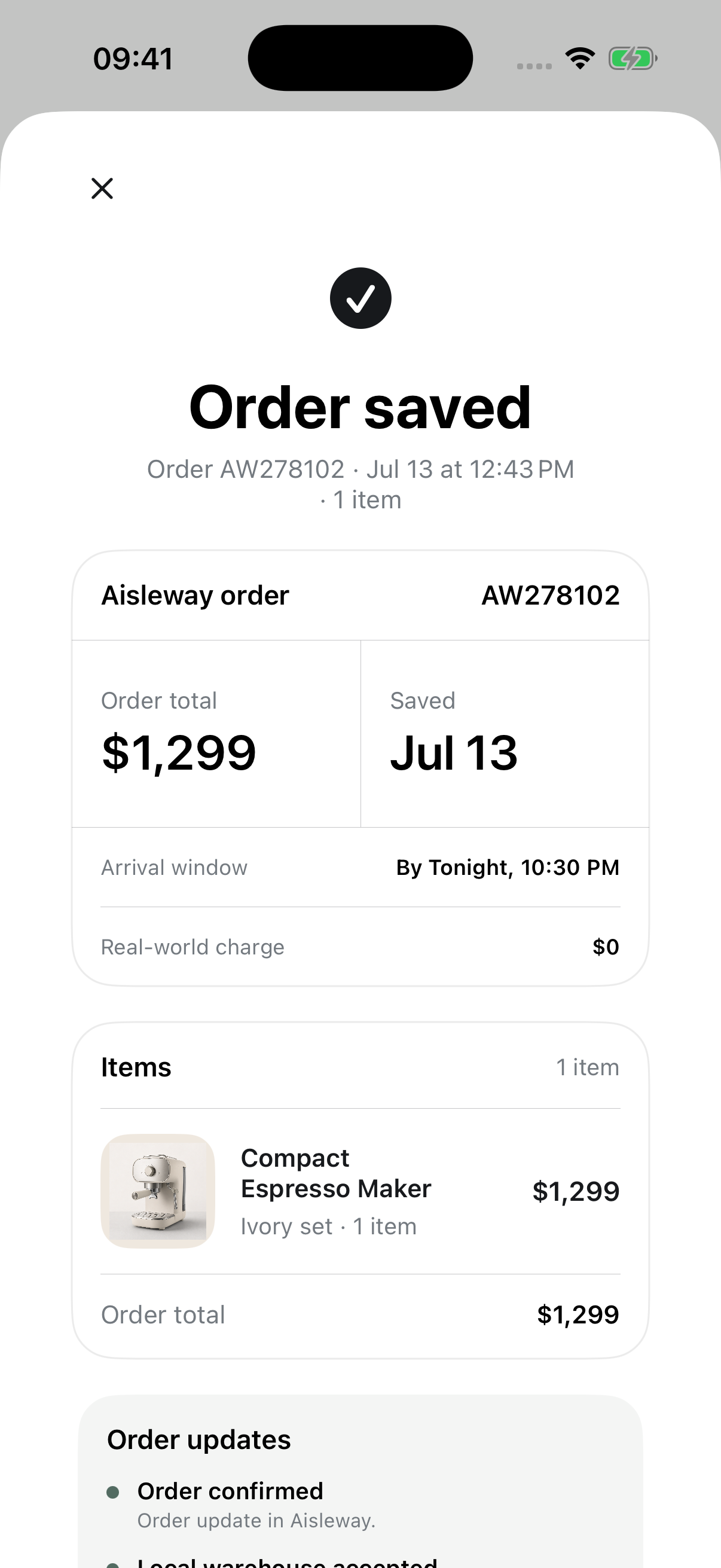 Aisleway 订单记忆